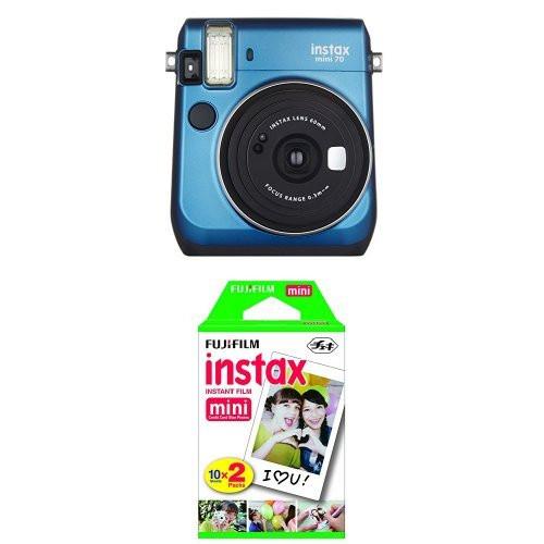 Fujifilm Instax Mini 70 - White Instant Film Camera (Blue) w/ Twin Pack Film