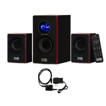 Acoustic Audio AA2103 Bluetooth Home 2.1 Speaker System with Optical Input for Multimedia