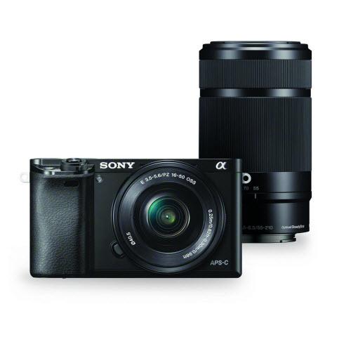Sony Alpha a6000 Black Interchangeable Lens Camera with 16-50mm and 55-210mm Sony E-Mount Lenses
