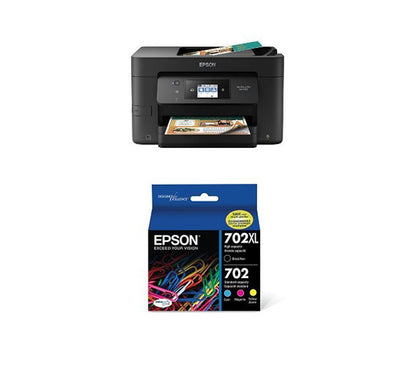 Epson WF-3720 Color Printer with Black & color Cartridge Ink Combo