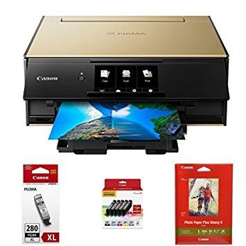 Canon TS9120 Wireless All-In-One Printer with Scanner and Copier Deluxe Pack - Gold