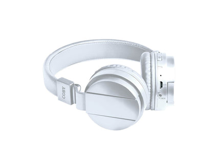 Coby CHBT-608-WHT Flex Bluetooth Headphones with Built-In Mic - White