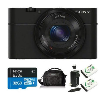 Sony DSC-RX100/B 20.2 MP Exmor CMOS Sensor Digital Camera with 3.6x Zoom Deluxe Bundle