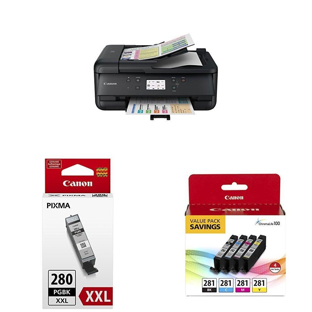 Canon PIXMA TR7520 Wireless Home Photo Office All-In-One Printer Ink Bundle - Black