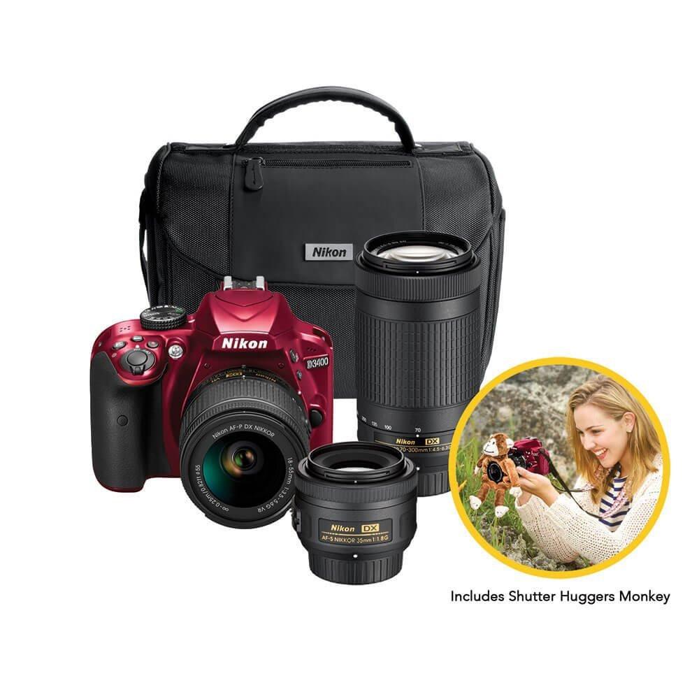 Nikon D3400 24.2 MP Triple Lens Ultimate Parent's Camera Kit, 3.0