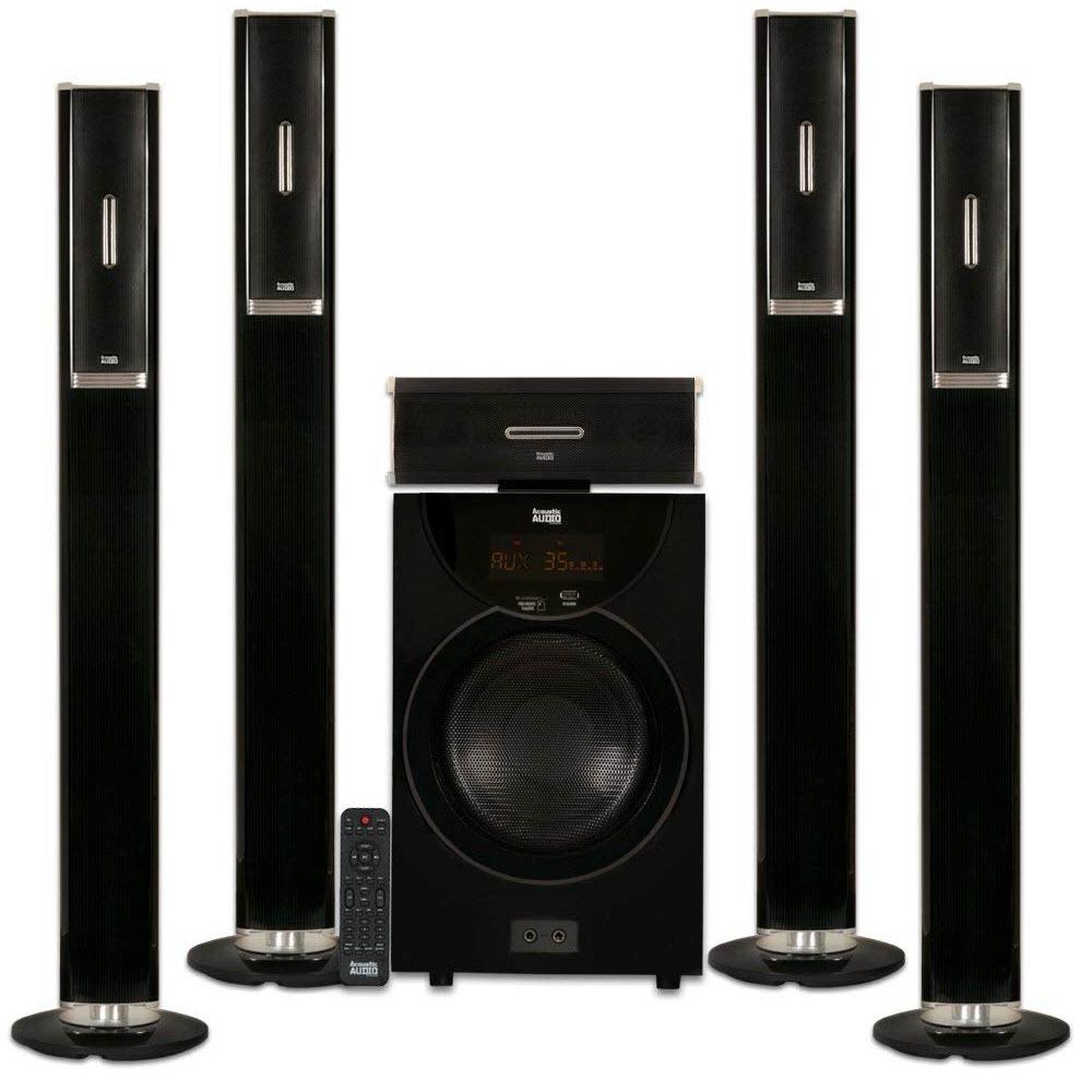 Acoustic Audio AAT2002 Tower 5.1 Home Theater Bluetooth Speaker System with 8
