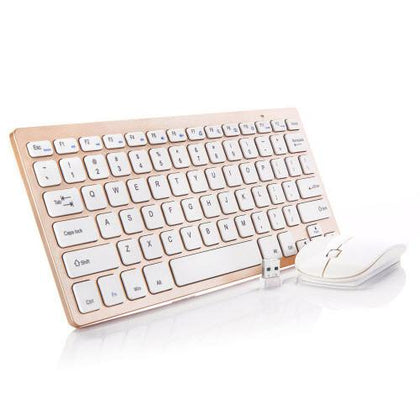 Jelly Comb 2.4G Ultra Slim Portable Wireless Keyboard and Mouse Combo - Gold