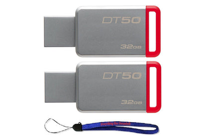 Kingston (TM) Digital 32GB (2 Pack) USB 3.0 Data Traveler 50 Flash Drive - Red