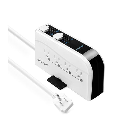 BESTEK 8-Outlet Power Strip 6-Foot Cord with 7.5A 4-Port USB Charging Station